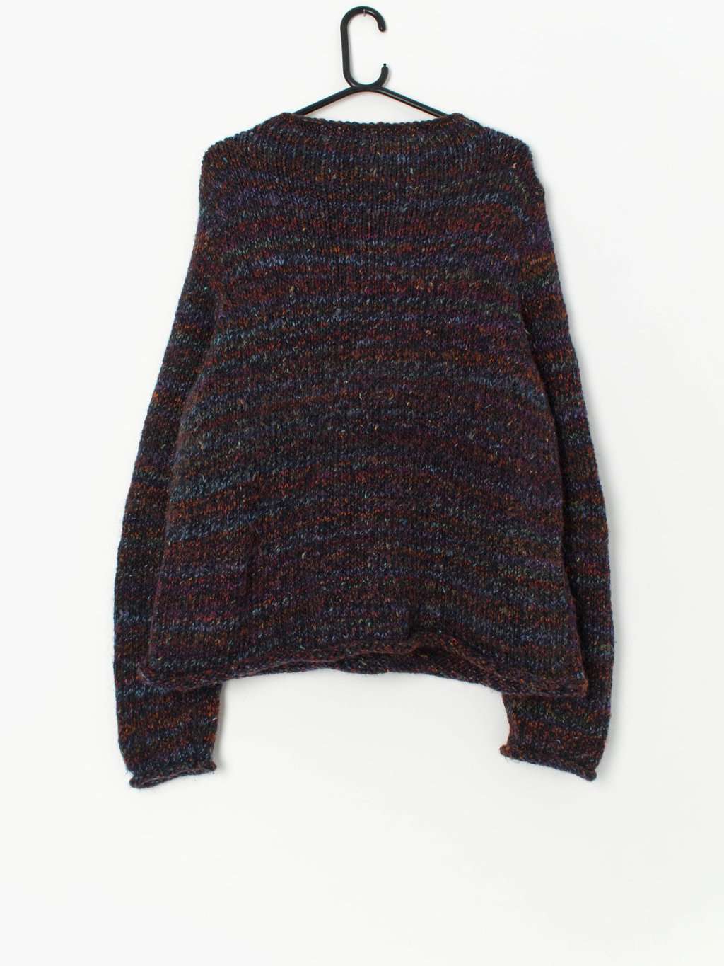 Vintage chunky rainbow handknitted jumper - Medium - Image 3
