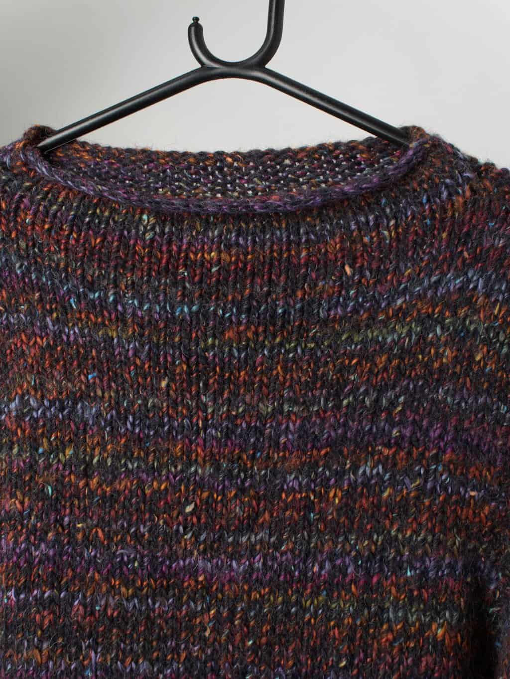 Vintage chunky rainbow handknitted jumper - Medium - Image 2