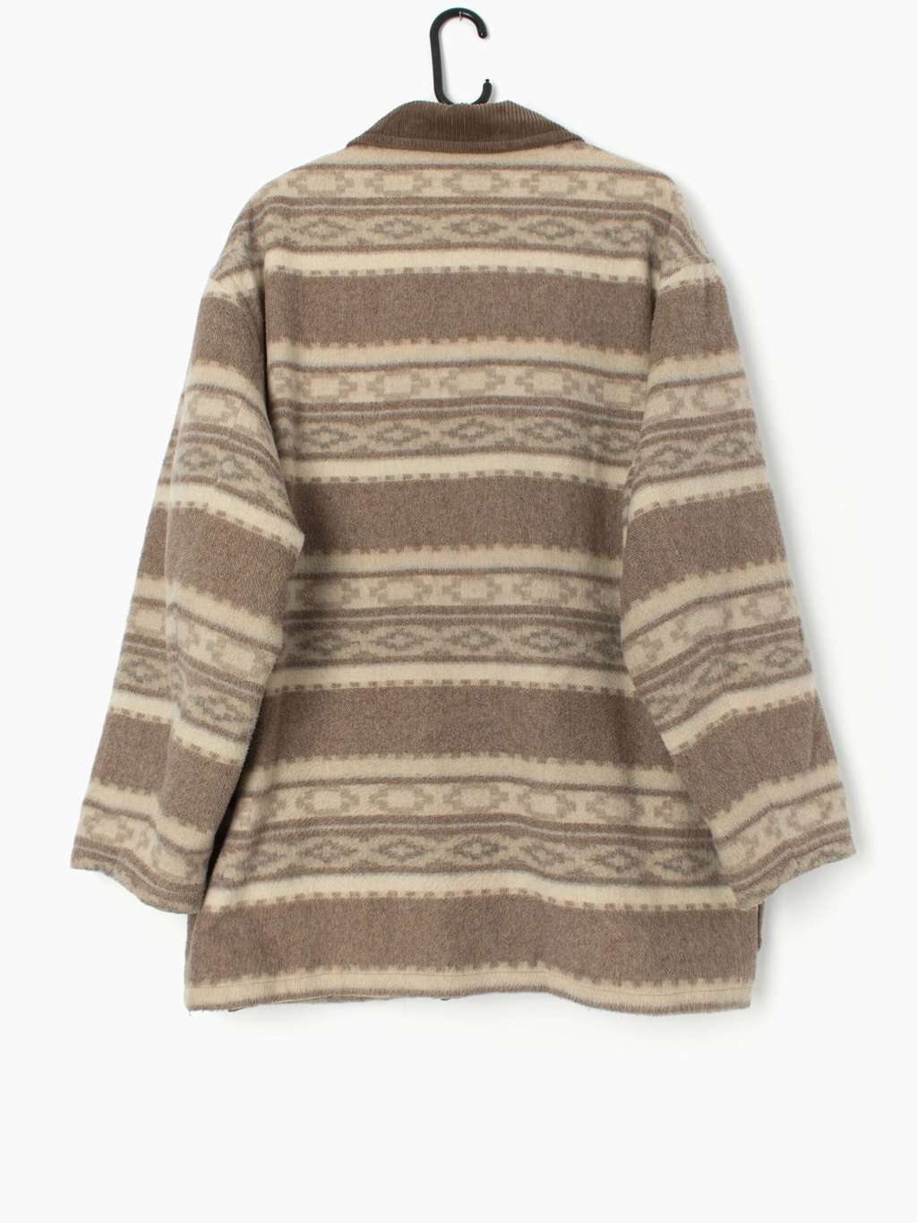 Vintage blanket coat with striped, abstract pattern - L - Image 3