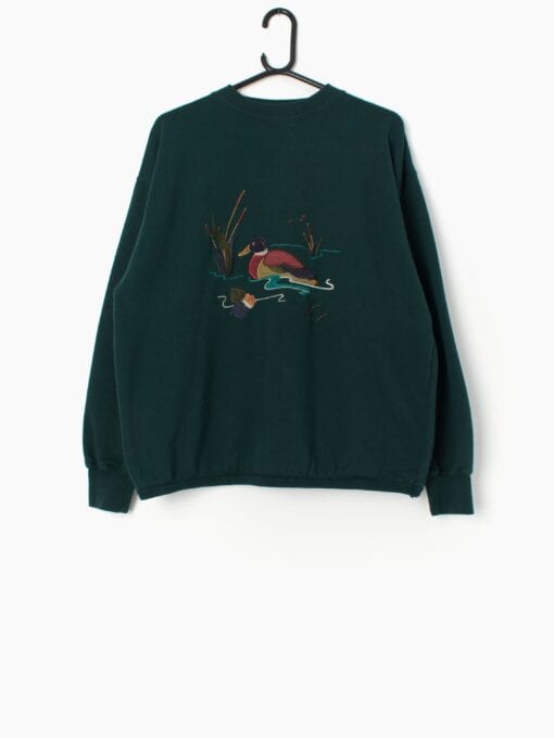 Vintage Duck Sweatshirt In Forest Green Large