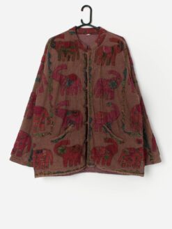 Vintage Elephant Applique Cotton Jacket Large Xl