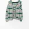 Vintage Green Marl Hand Knitted Cardigan Small