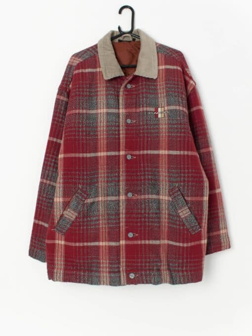 Vintage O Neill Quilted Plaid Jacket In Red And Grey Xl