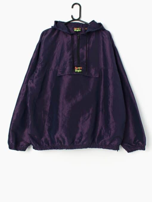 Vintage Purple Shiny Windbreaker Jacket One Size