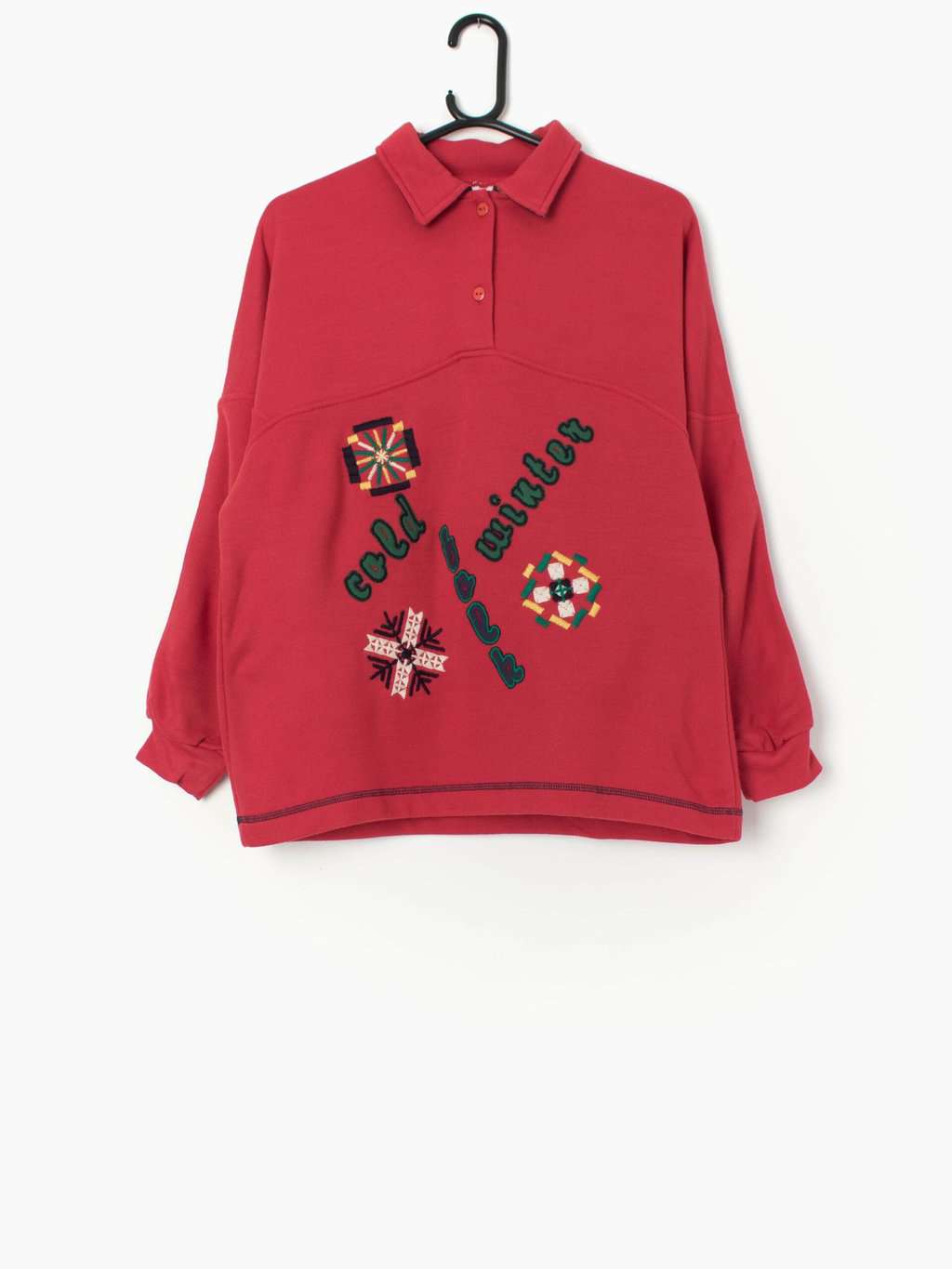 Vintage Red Campagnolo Sweatshirt With Embroidered Design Medium Large