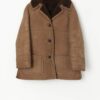 Vintage Scottish Sheepskin Coat In Dark Sand Small Medium