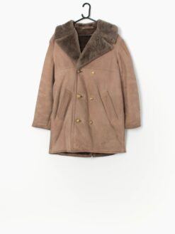 Vintage Sheepskin Jacket In Pastel Brown Medium Large