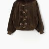 Vintage Suede Jacket In Olive Green With Fur Trim Hood Small Medium