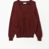 Vintage United Colours Of Benetton Men Wool Cardigan In Wine Red Small