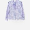 1970s Vintage St Michael Pussy Bow Blouse With Purple Floral Pattern Large 3