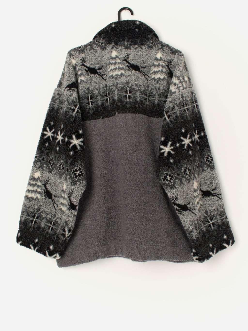 Vintage men's deer fleece in grey and black - XL - Image 3