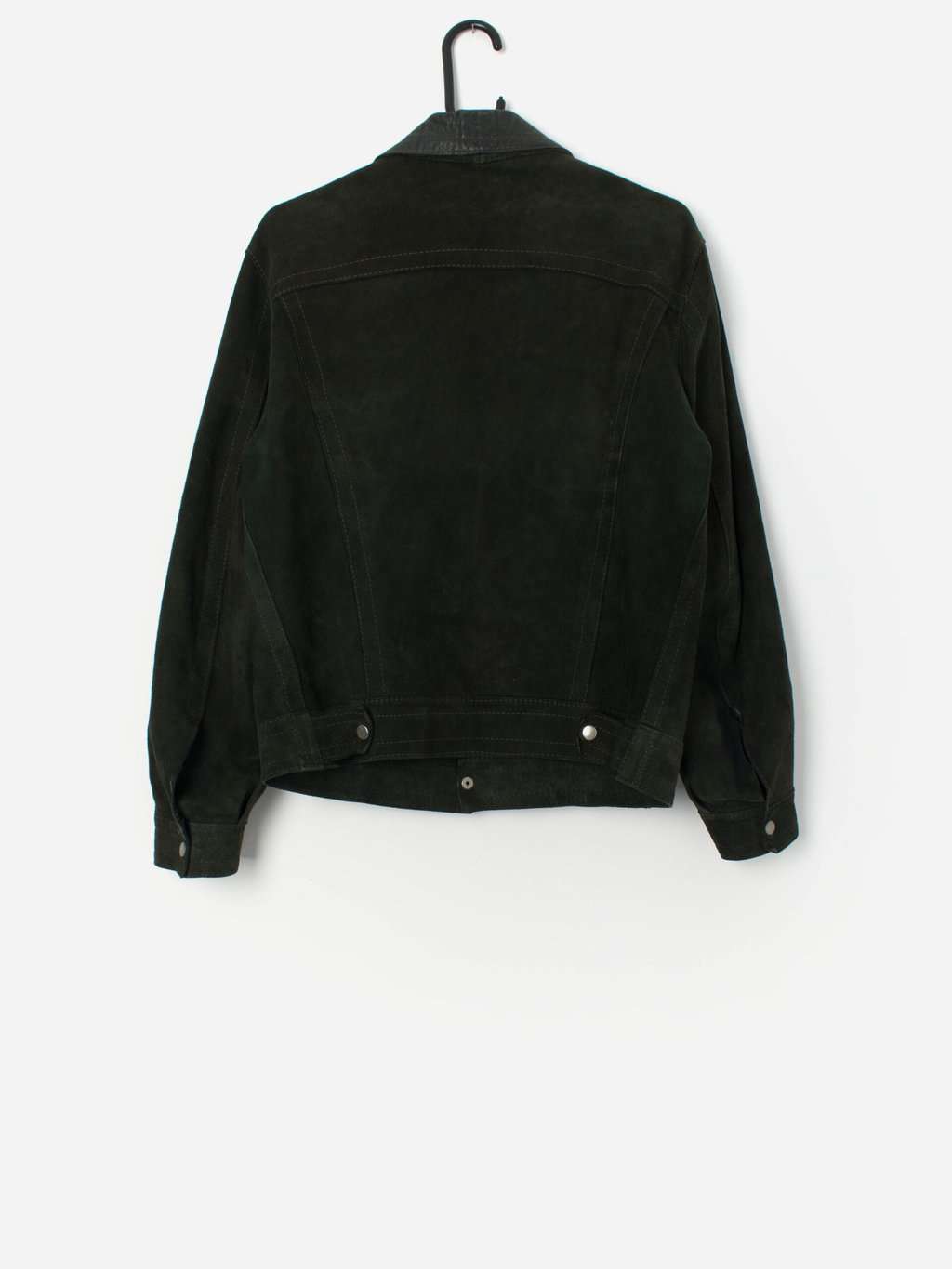 70s vintage suede trucker jacket in forest green - S - Image 3