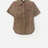 Rare Vintage Brown Suede Shirt With Chest Pockets Small