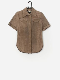 Rare Vintage Brown Suede Shirt With Chest Pockets Small