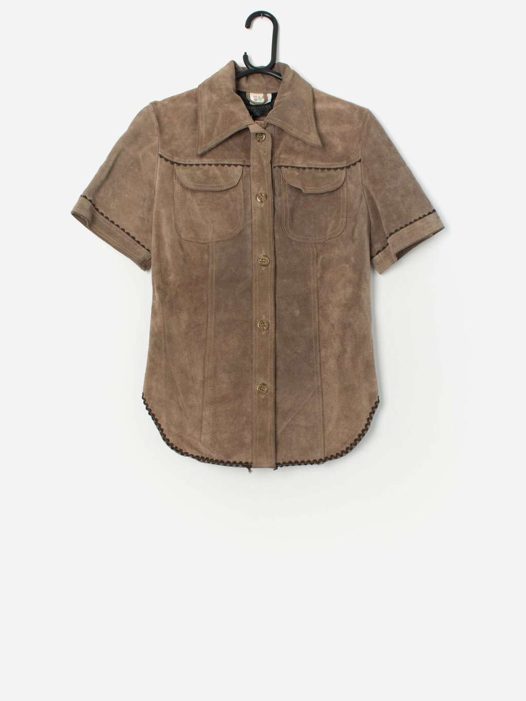 Rare Vintage Brown Suede Shirt With Chest Pockets Small