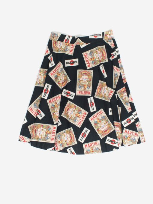 Rare Vintage Martini Print Cotton Skirt Medium 4