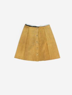 Vintage 1960s Tan Suede Mini Skirt With Poppers Xs Small 4