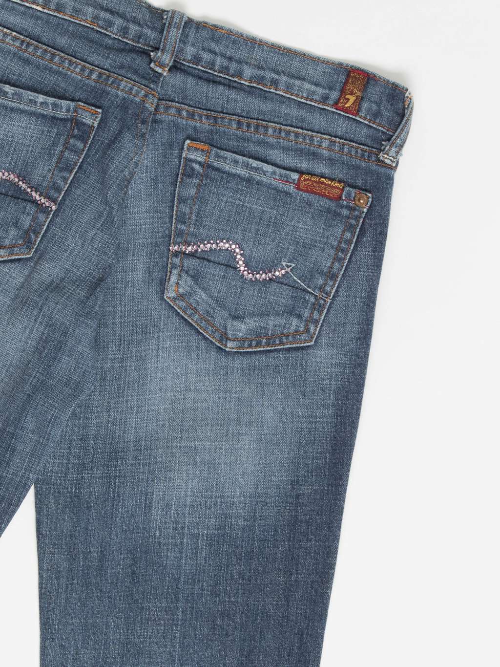 Vintage 7 For All Mankind Bootcut Jeans With Rhinestone Pockets Small Medium