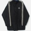 Vintage Adidas Padded Jacket In Black Blue And White Large Xl