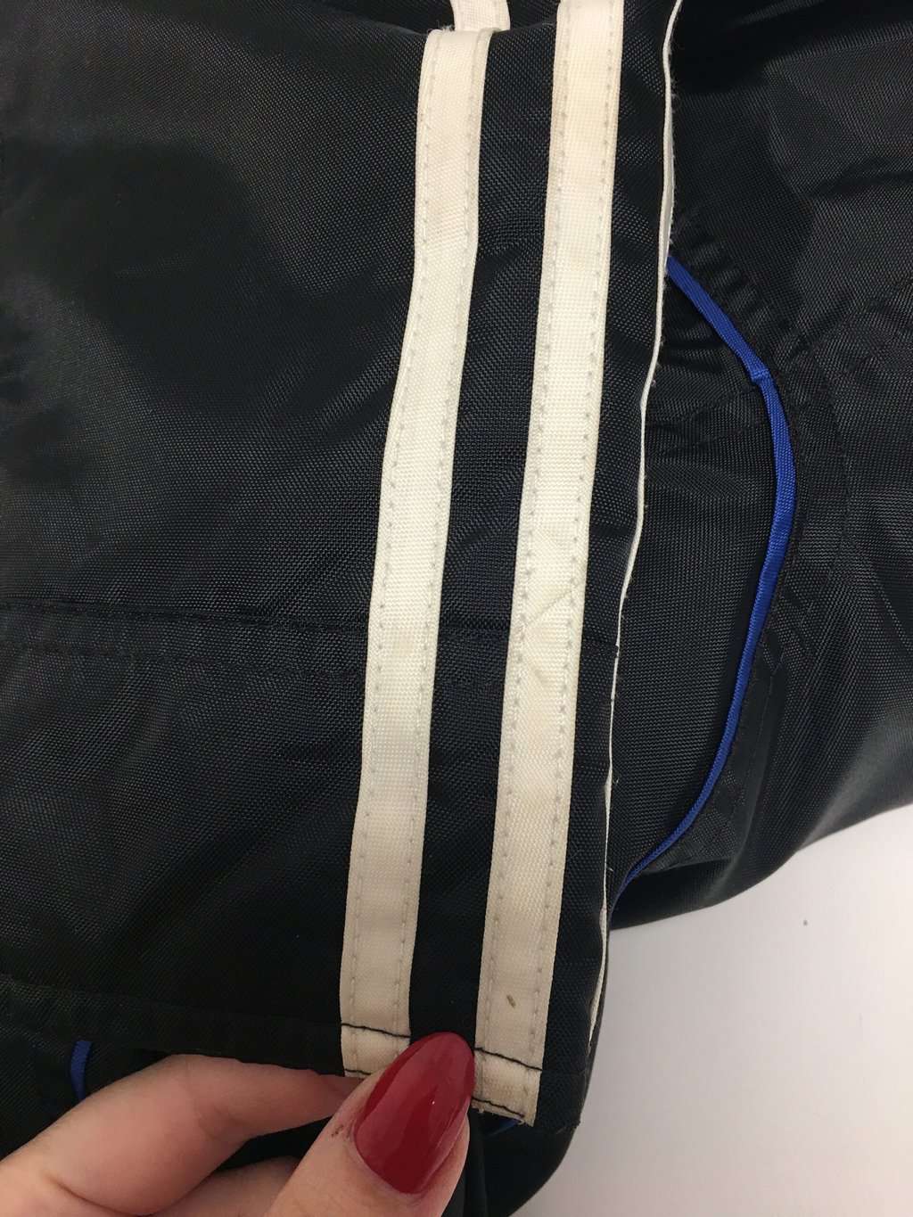 Vintage Adidas padded jacket in black, blue and white - Large / XL - Image 7