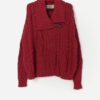 Vintage Aran Crafts Merino Wool Cardigan In Red Large Xl