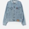 Vintage Avirex Distressed Denim Jacket In Light Blue Large