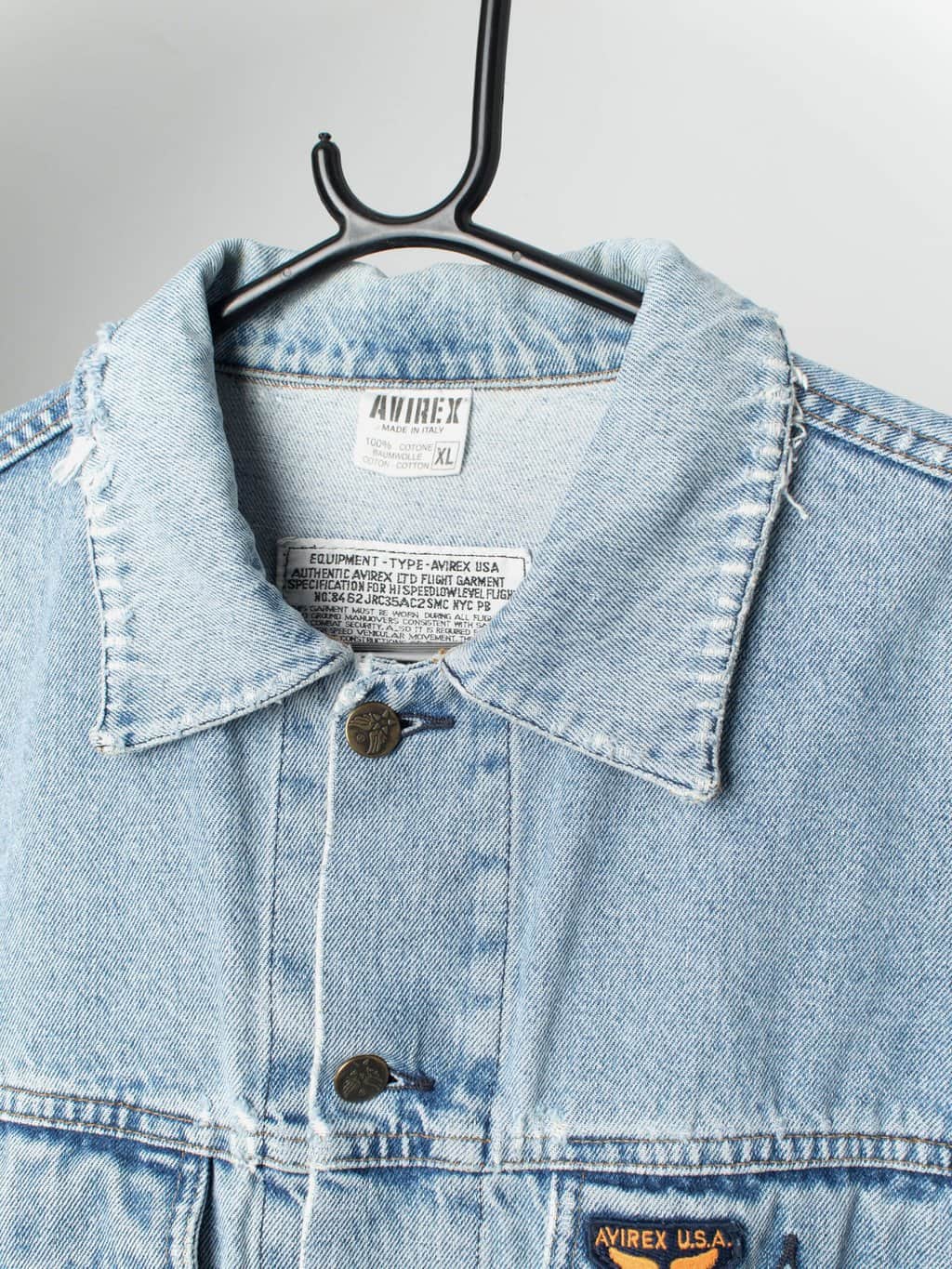 AVIREX アビレックス JOG DENIM STATIUM JACKET Avirex Denim Jacket Men's size XL Dark Blue Button Down