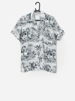 Vintage Betty Barclay Hawaiian Loose Fit Shirt With Island Scene Medium 3
