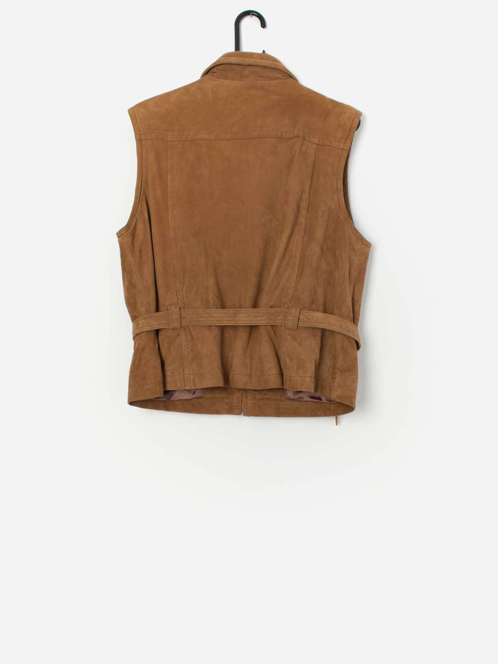 Vintage Betty Barclay Suede Vest In Tan With Belt Detail Medium