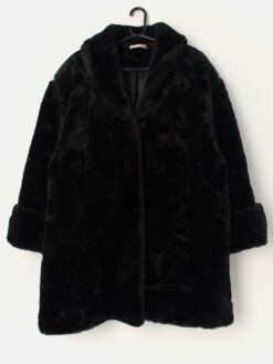 Vintage Black Faux Fur Coat Large