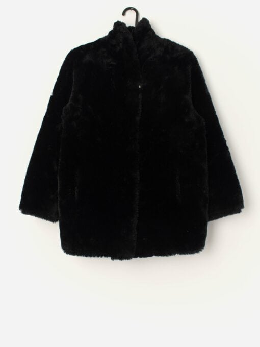 Vintage Black Faux Fur Jacket Medium