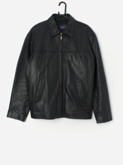 Vintage Black Leather Jacket By Kangol Large