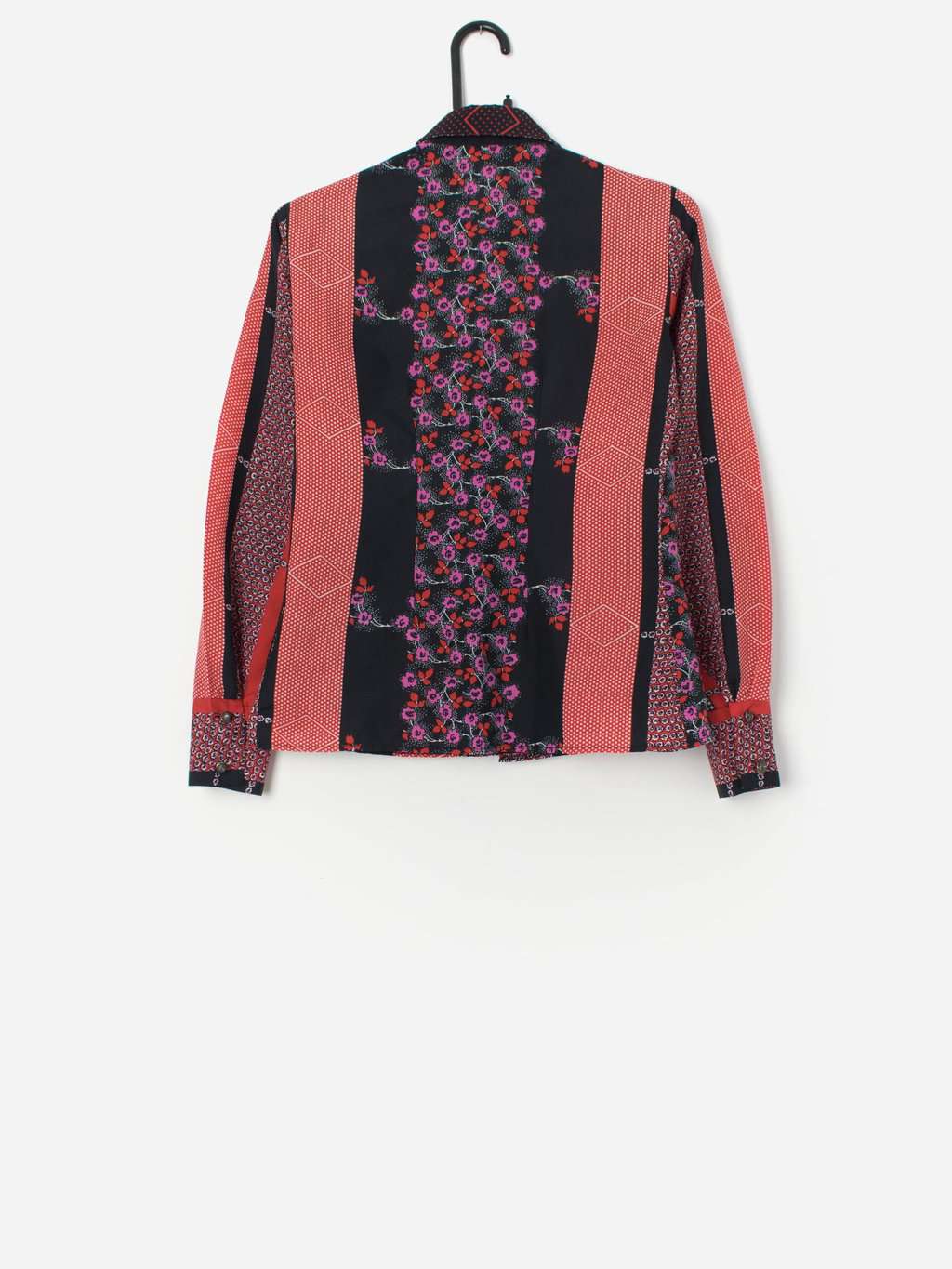 Vintage Blouse With Floral And Polka Dot Pattern Xs Small