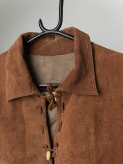 Vintage Brown Suede Fringed Jacket With Pockets Large 5