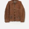 Vintage Brown Suede Fringed Jacket With Pockets Large 6