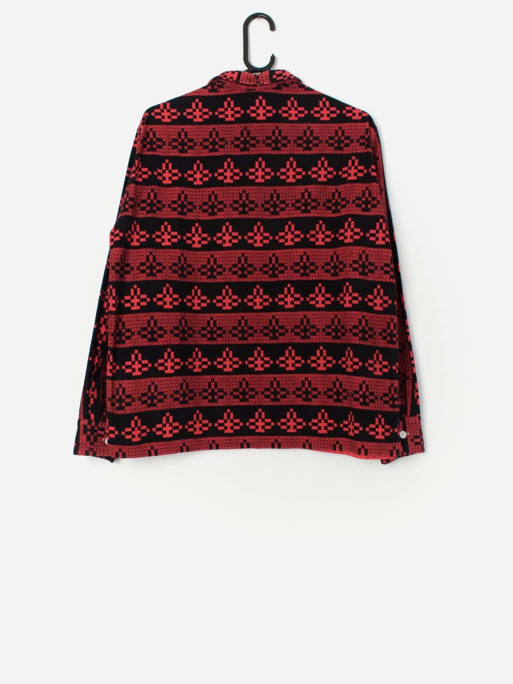 Vintage Brushed Cotton Top Tunic With Cool Black And Red Geometrical Design Large