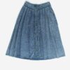 Vintage Button Through Denim Skirt With Green Piping Small Medium