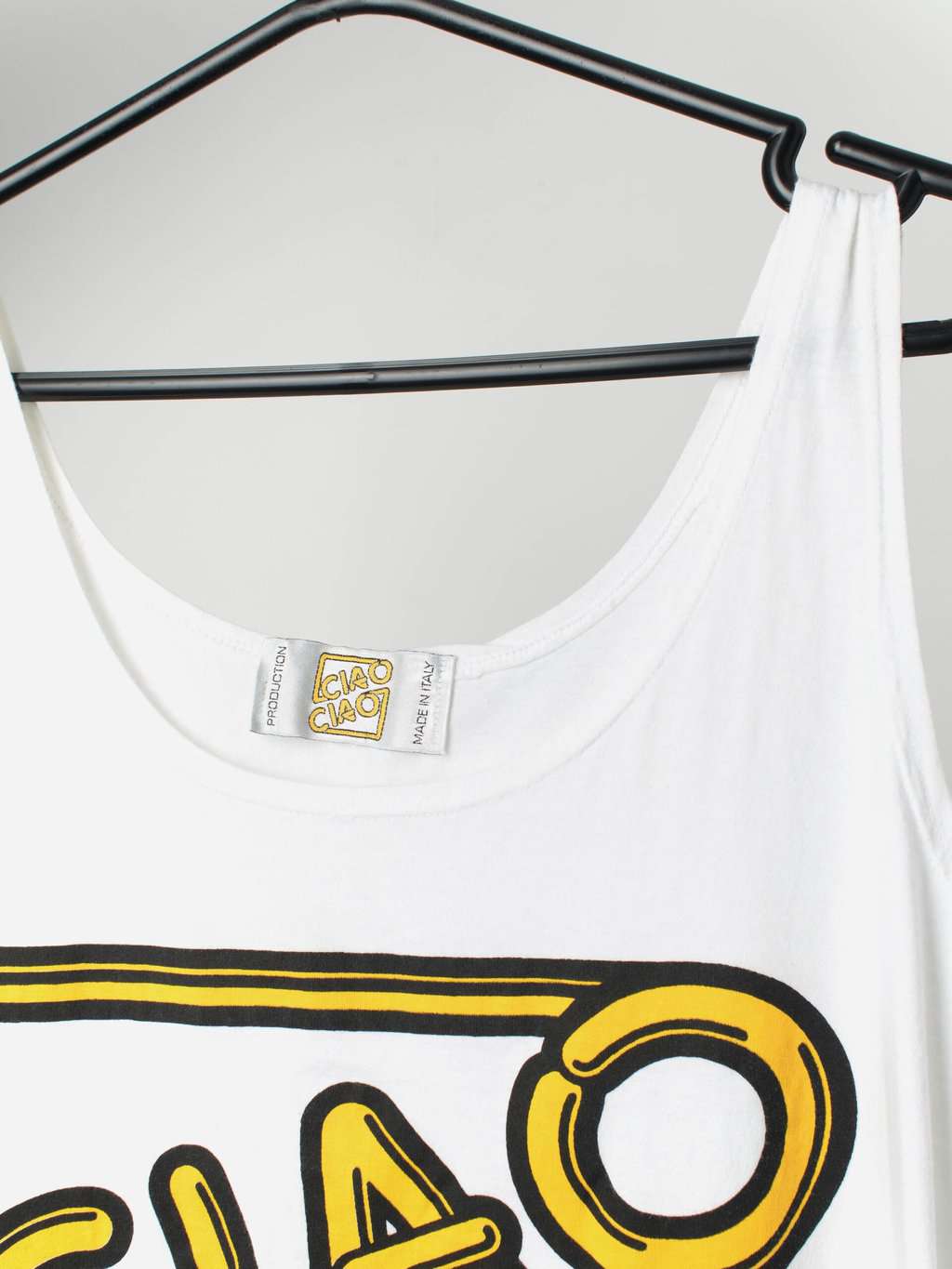 Vintage Ciao Vest Top In White And Yellow Medium Large 2