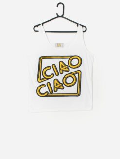 Vintage Ciao Vest Top In White And Yellow Medium Large 3