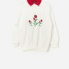 Vintage Collared Sweatshirt With Embroidered Red Poppies Medium 5