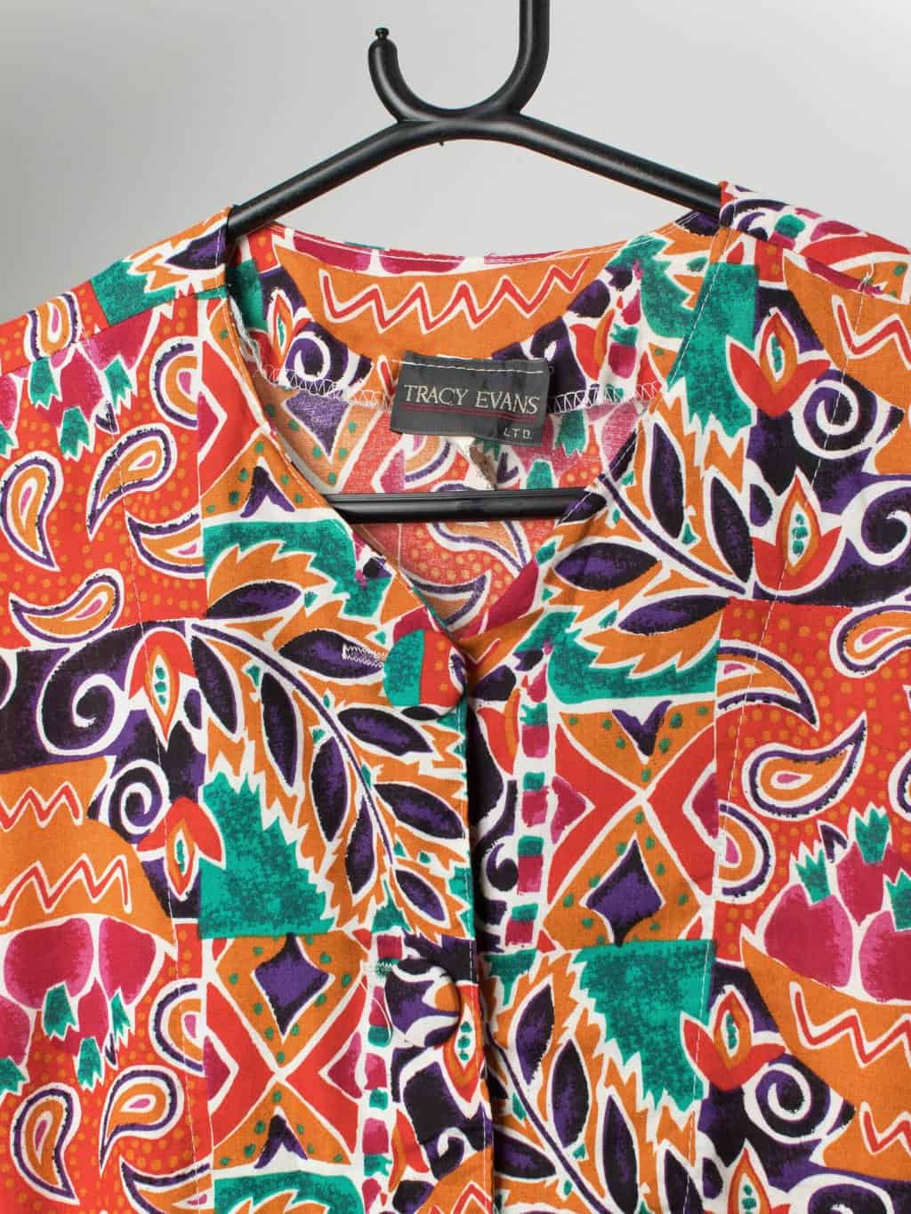 Vintage Colourful Top With Abstract Pattern Medium Large 2