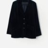 Vintage Cotton Velvet Jacket In Midnight Blue Medium Large