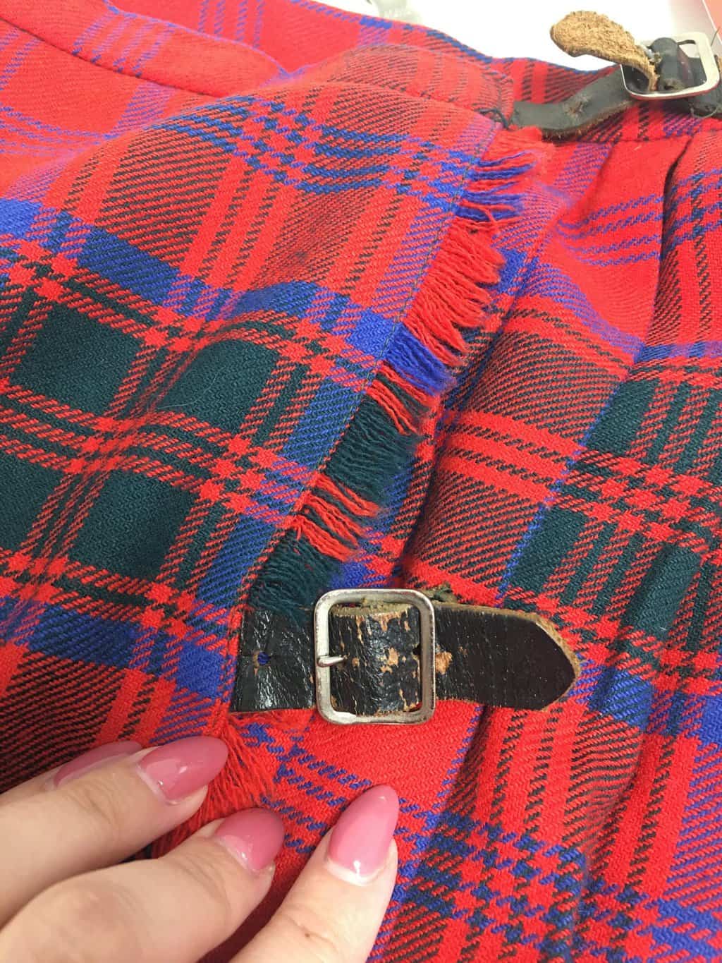 Vintage Courtelle Plaid Skort With Leather Fasteners Small