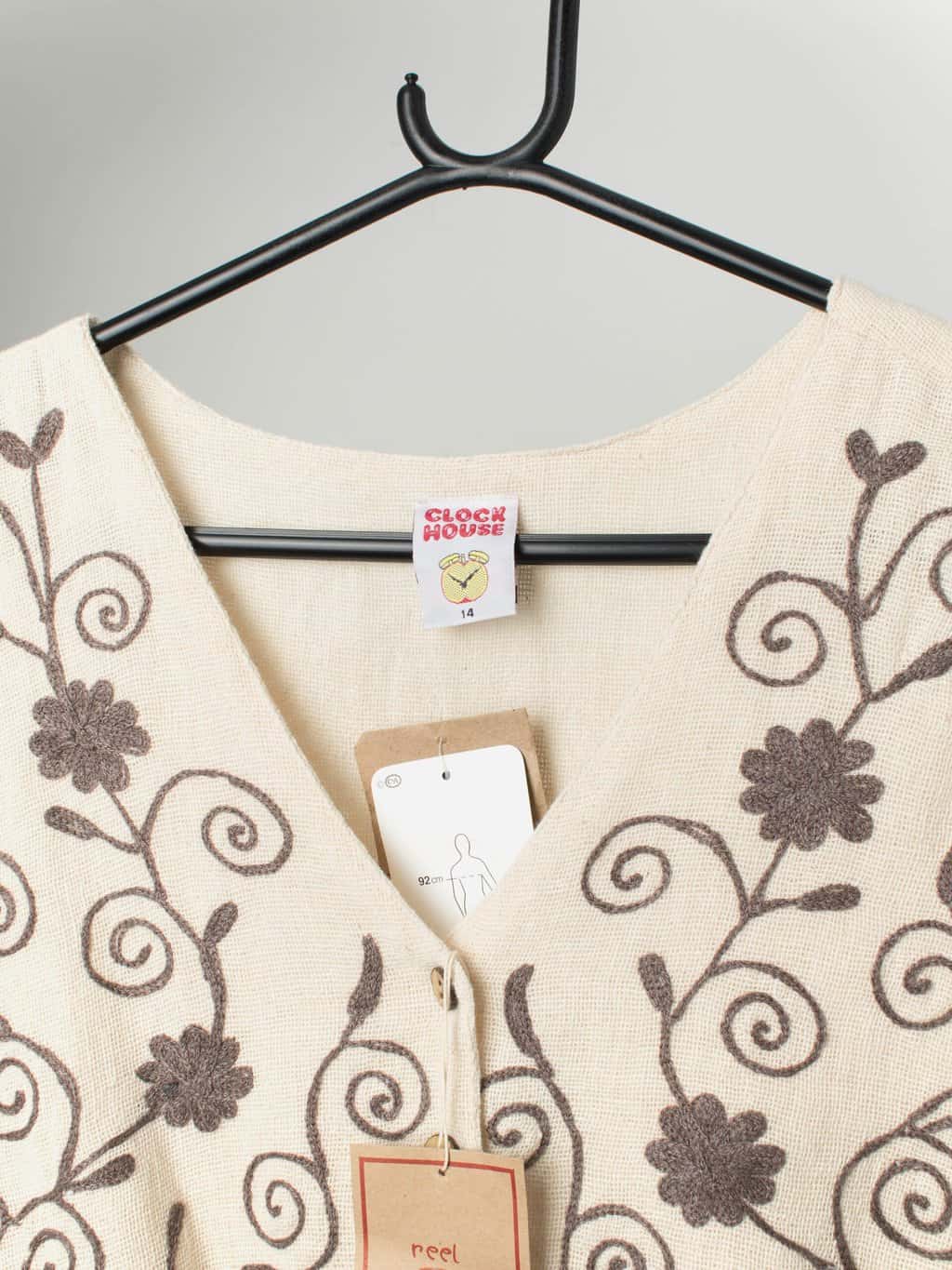 Vintage Cropped Embroidered Waistcoat With Floral Design Medium 2