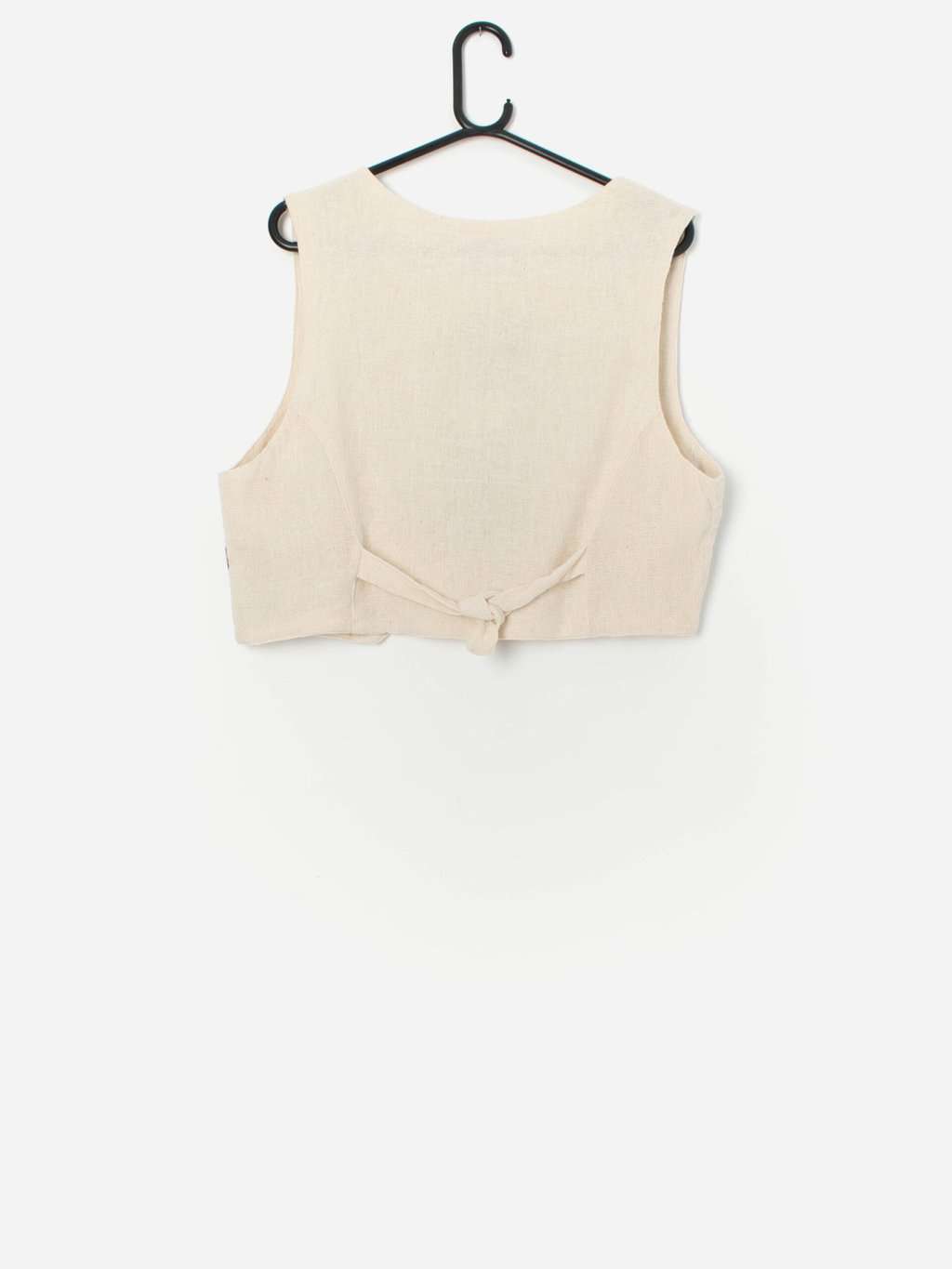 Vintage Cropped Embroidered Waistcoat With Floral Design Medium