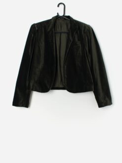 Vintage Cropped Olive Green Velvet Jacket By Gerry Webber Medium 3