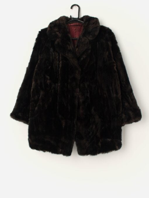 Vintage Dark Brown Faux Fur Jacket Large