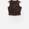 Vintage Dark Brown Suede Vest With Fringe Detail Small Medium 3