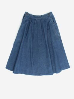 Vintage Denim Skirt With With Side Pockets Small Medium
