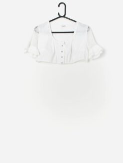 Vintage Dirndl Blouse In White With Flared Sleeves Medium 6